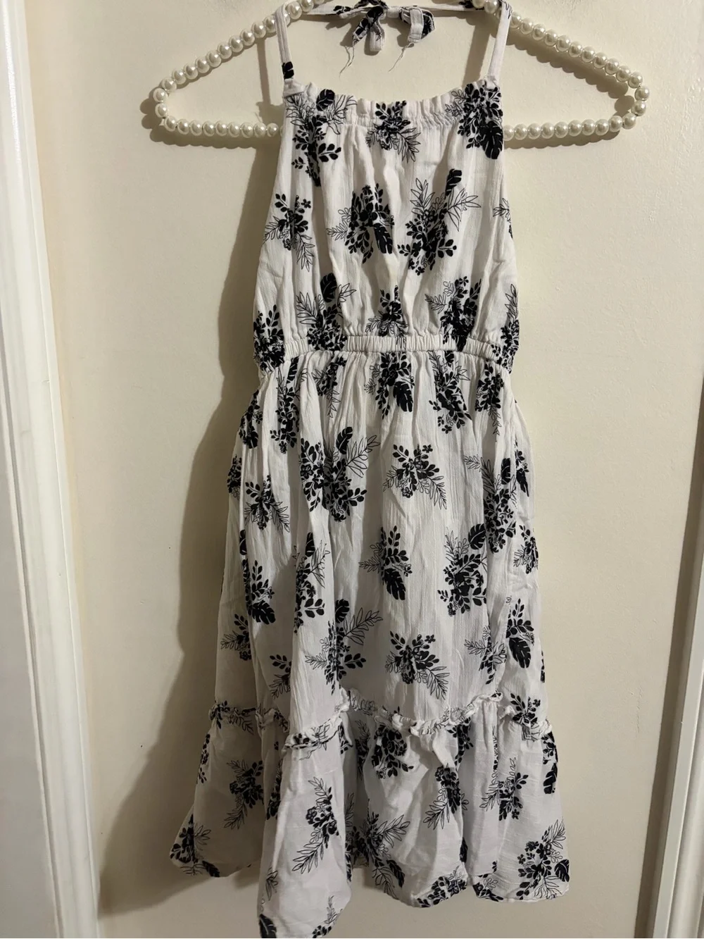 Janie and Jack White Dress with Black Floral Print